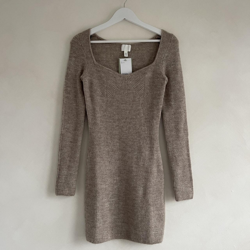Elegant Tan Knit Dress